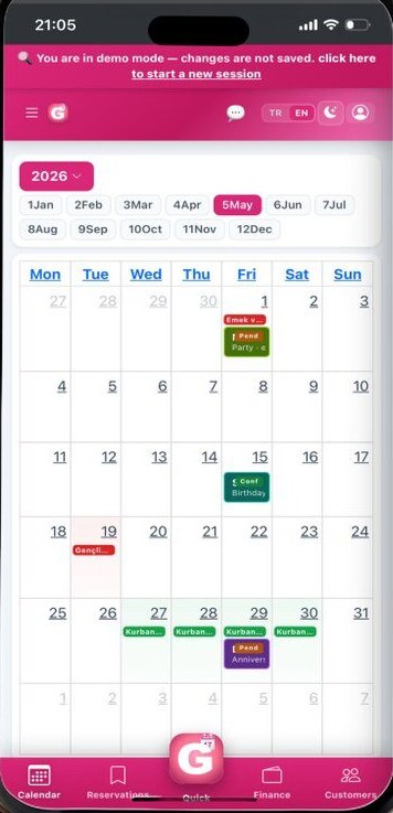 Genix Events uygulama ekranı