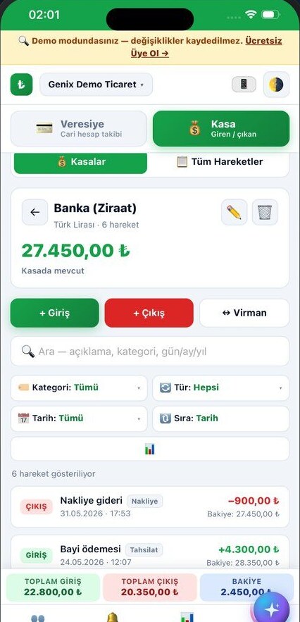 Kasa Takip uygulama ekranı