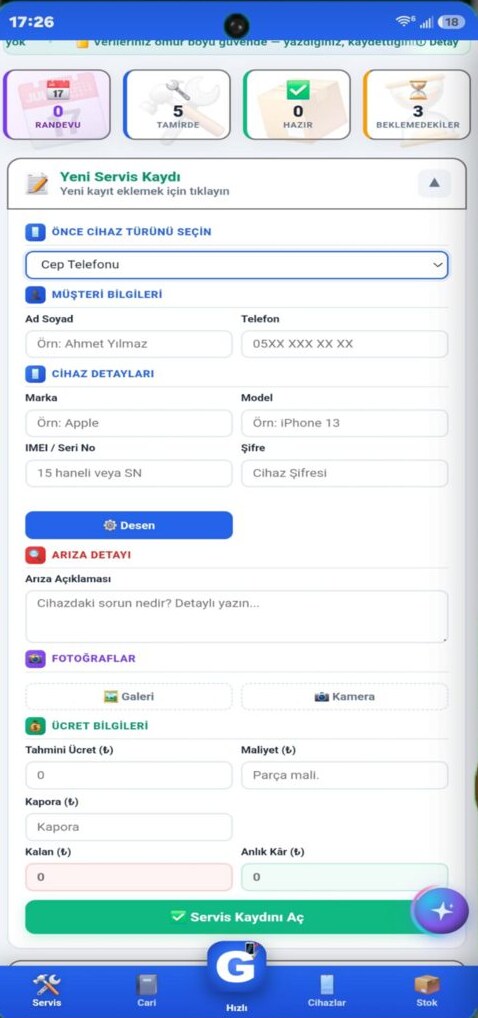 Servis Takip uygulama ekranı