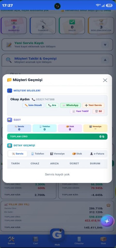 Servis Takip uygulama ekranı